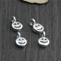 Bali Sterling Silver Pendants, Tailandia, enfrentam o sorriso, 6x10.60mm, Buraco:Aprox 2mm, 10PCs/Lot, vendido por Lot