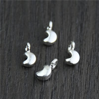 925 Sterling hopea riipus, 925 Sterling Silver, Kuu, 4.40x9.70mm, Reikä:N. 2mm, 20PC/erä, Myymät erä