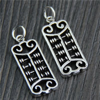 Thaimaa Sterling Silver Riipukset, Abacus, 11x27mm, Reikä:N. 5mm, 3PC/erä, Myymät erä