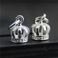 925 Sterling Silber Anhänger, Krone, 8.50mm, Bohrung:ca. 4mm, 10PCs/Menge, verkauft von Menge