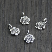 Thaimaa Sterling Silver Riipukset, Kukka, 7.70x11.20mm, Reikä:N. 2mm, 20PC/erä, Myymät erä