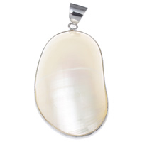 Freshwater Shell Hanger, met Messing, platinum plated, natuurlijke, 27x50x14mm, Gat:Ca 6x7mm, Verkocht door PC