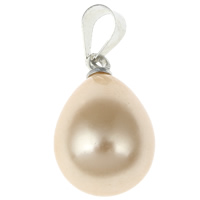 Mari del Sud Shell Pendant, conchiglia mari del sud, with ottone cauzione, Lacrima, placcato color platino, naturale, arancione chiaro, 10x17mm, Foro:Appross. 3x4mm, Venduto da PC