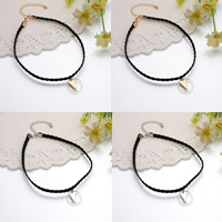 Zinc Alloy Choker Necklace with PU Leather with 7cm extender chain plated braided lead & cadmium free 310mm Sold Per Approx 12 Inch Strand