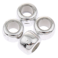 Plated Acryl Kralen, Drum, platinum plated, 8x6mm, Gat:Ca 3.5mm, Ca 1950pC's/Bag, Verkocht door Bag