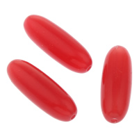 Volltonfarbe Acryl Perlen, oval, rot, 10x30mm, Bohrung:ca. 1mm, ca. 230PCs/Tasche, verkauft von Tasche