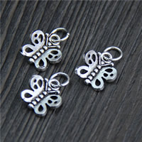 Bali Sterling Silver Pendants, Tailandia, Borboleta, 11.50x12.60mm, Buraco:Aprox 4mm, 10PCs/Lot, vendido por Lot