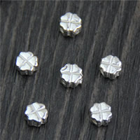 925 Ασημένιες Χάντρες, 925 Sterling Silver, Four Leaf Clover, 5mm, Τρύπα:Περίπου 1.2mm, 20PCs/Παρτίδα, Sold Με Παρτίδα