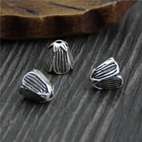 Thajsko Sterling Silver Střapec Cap kauci, Květina, 8x8mm, Otvor:Cca 1.6mm, 10PC/Lot, Prodáno By Lot