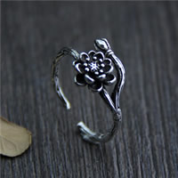 Thailand-Sterling Silber Fingerring, Thailand, Blume, 10mm, Größe:7, 5PCs/Menge, verkauft von Menge