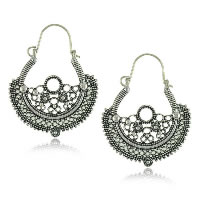 Sinc Alloy Earring, déanta as cruach dhosmálta Hook earring duáin, dath airgid antique plátáilte, 39x50mm, 27mm, 10Péirí/Lot, Díolta De réir Lot