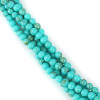 Turquoise Kralen, Synthetische Turquoise, Ronde, verschillende grootte voor keus, Gat:Ca 0.5mm, Lengte Ca 16 inch, Verkocht door Lot