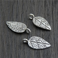 Bali Sterling Silver Pendants, Tailandia, Folha, 9.80x20mm, Buraco:Aprox 2mm, 6PCs/Lot, vendido por Lot