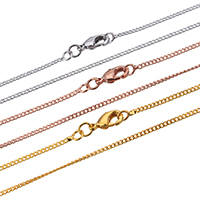 Messing Necklace Ketting, plated, twist ovale keten, meer kleuren voor de keuze, nikkel, lood en cadmium vrij, 1.60x1.40x0.70mm, Lengte Ca 17.5 inch, 50strengen/Lot, Verkocht door Lot