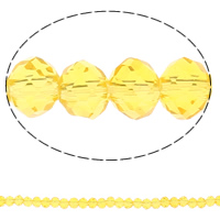 Perline rondelle a cristallo, Rondella, sfaccettati & imitazione di cristallo CRYSTALLIZED™, giallo sole, 3x4mm, Foro:Appross. 1mm, Lunghezza Appross. 19 pollice, 10Strandstrefolo/borsa, Appross. 150PC/filo, Venduto da borsa