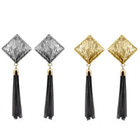 Fashion Fringe Oorbellen, Zinc Alloy, roestvrij staal oorbel bericht, Ruit, plated, met geschilderde, meer kleuren voor de keuze, lood en cadmium vrij, 78x25mm, Verkocht door pair