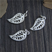 Pendentif en argent Sterling 925, feuille, 9.20x18.30mm, Trou:Environ 4mm, 10PC/lot, Vendu par lot