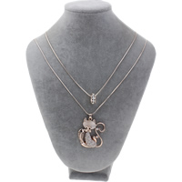 Cat Eye Sweater Necklace Zinc Alloy with brass chain & Cats Eye rose gold color plated snake chain & with rhinestone &  lead & cadmium free Length Approx 23.5 Inch Sold By Bag