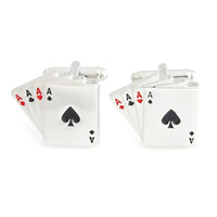 Cufflinks Brass Poker platinum color plated enamel nickel lead & cadmium free Sold By Lot