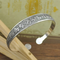 Zinc Alloy Cuff Bangle, antik sølv farve forgyldt, åbent, nikkel, bly & cadmium fri, 60mm, Indvendig diameter:Ca. 60mm, Længde Ca. 7.5 inch, 20pc'er/Lot, Solgt af Lot