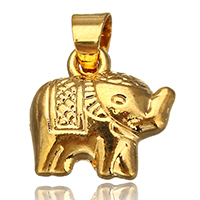 Colgantes de la joyería de cobre amarillo, metal, Elefante, chapado en oro real, libre de níquel, plomo & cadmio, 11.50x11x5mm, agujero:aproximado 4x4mm, 100PCs/Grupo, Vendido por Grupo