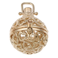 Bola boule pendentif, laiton, Rond, Placage de couleur d'or, creux, sans plomb et cadmium, 24x29x28mm, Trou:Environ 5x5mm, Vendu par PC