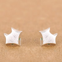 925 Sterling Silver Stud σκουλαρίκι, με καουτσούκ earnut, Αλεπού, βουρτσισμένο & με στρας, 8.50x7.50mm, 10Ζεύγη/Παρτίδα, Sold Με Παρτίδα