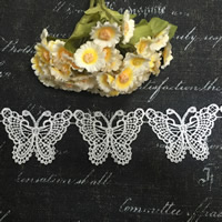 Lace Trim & Ribbon Polyester Butterfly white 45mm Sold By Lot