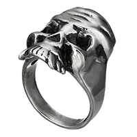 Rustfrit stål Mænd Finger Ring, 316 Stainless Steel, Skull, forskellig størrelse for valg & sværte, 32x8mm, 5pc'er/Lot, Solgt af Lot