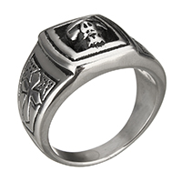 Stainless Steel Finger Ring for Men 316 Stainless Steel Skull & blacken Sold By Lot