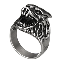 Rustfrit stål Mænd Finger Ring, 316 Stainless Steel, Animal, forskellig størrelse for valg & sværte, 24.50x14mm, 5pc'er/Lot, Solgt af Lot