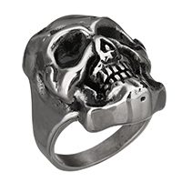 Rostfritt stål Män Fingerringar, 316 rostfritt stål, Skull, olika storlek för val & svärta, 31.50x8mm, 5PC/Lot, Säljs av Lot