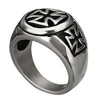 Ruostumaton teräs Miesten Ring Finger, 316 Stainless Steel, Ylittää, erikokoisia valinnalle & mustata, 17.50x6mm, 5PC/erä, Myymät erä