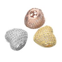 Zirkoon Micro Pave Brass European Kralen, Messing, Hart, plated, micro pave zirconia & zonder troll, meer kleuren voor de keuze, nikkel, lood en cadmium vrij, 12x12mm, Gat:Ca 4mm, 5pC's/Lot, Verkocht door Lot