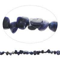 gemstone Chips, Sodalit, Nuggets, naturlig, 8x4mm-9x15x9mm, Hole:Ca. 1.5mm, Ca. 50pc'er/Strand, Solgt Per Ca. 15.5 inch Strand