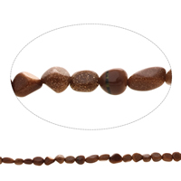 gemstone Chips, Goldstone, Nuggets, naturlig, 5x5mm-7x7x5mm, Hole:Ca. 1mm, Ca. 60pc'er/Strand, Solgt Per Ca. 15.5 inch Strand