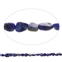 Edelsteen chips, Natuurlijke Lapis Lazuli, Nuggets, natuurlijk, 6x3mm-8x12x3mm, Gat:Ca 1mm, Ca 54pC's/Strand, Per verkocht Ca 15.5 inch Strand