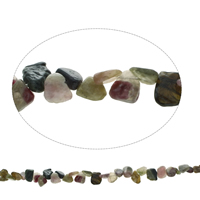 gemstone Chips, Turmalin, Nuggets, naturlig, Oktober Birthstone, 7x8x3mm-10x13x4mm, Hole:Ca. 1mm, Ca. 70pc'er/Strand, Solgt Per Ca. 15.5 inch Strand