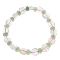 Gemstone Bracciali, quarzo rosa, with avventurina verde, 8x9x5mm-9x9x5mm, Venduto per Appross. 7 pollice filo