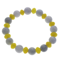 Gemstone Bracciali, agata grigio, with Dyed Jade, 10mm, Lunghezza Appross. 7 pollice, 10Strandstrefolo/borsa, Venduto da borsa