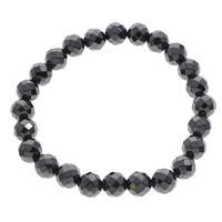 hématite non magnétique bracelet, Rond, facettes, 8mm, Longueur Environ 7 pouce, 10Strandstoron/sac, Vendu par sac