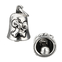 Zinek Bell Charm, Zvonek, starožitné barva postříbřená, nikl, olovo a kadmium zdarma, 9.50x15mm, Otvor:Cca 3.5mm, 150PC/Lot, Prodáno By Lot