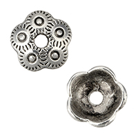 Cink Alloy Perla Cap, Cvijet, starinski srebrne boje pozlaćen, nikal, olovo i kadmij besplatno, 8.50x8.50x3mm, Rupa:Približno 1.5mm, 1000računala/Lot, Prodano By Lot