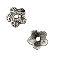 Zink legering Perle Cap, Zinc Alloy, Flower, antik sølv farve forgyldt, nikkel, bly & cadmium fri, 6x6x1.50mm, Hole:Ca. 1.5mm, 1000pc'er/Lot, Solgt af Lot