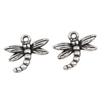 Poměděný Plastové přívěsek, Dragonfly, starožitné barva postříbřená, 19x16x3mm, Otvor:Cca 1mm, 1000PC/Bag, Prodáno By Bag