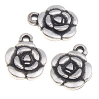 Copper Coated Plastic Pendant Flower antique silver color plated Approx 1mm Sold By Bag