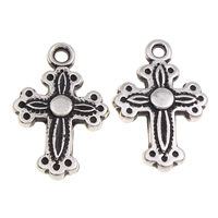 Kupari päällystetty Muovi riipus, fleur-de-lis cross, antiikki hopea päällystetty, 14x20x3mm, Reikä:N. 1mm, 1000PC/laukku, Myymät laukku