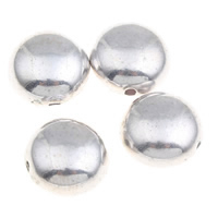 Grânulos de plásticos revestido de cobre, plástico revestido de cobre, Roda plana, cromado de cor platina, 11x7mm, Buraco:Aprox 1mm, 1000PCs/Bag, vendido por Bag