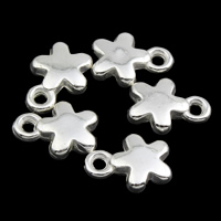 Pingenete de plástico revestido de conbre , plástico revestido de cobre, Flor, cromado de cor platina, 8x10x3mm, Buraco:Aprox 1mm, 1000PCs/Bag, vendido por Bag