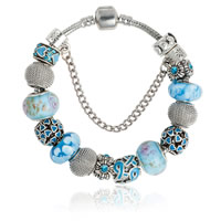 European Bracelet Zinc Alloy with brass chain & Lampwork plated & enamel & with rhinestone nickel lead & cadmium free Sold By Strand